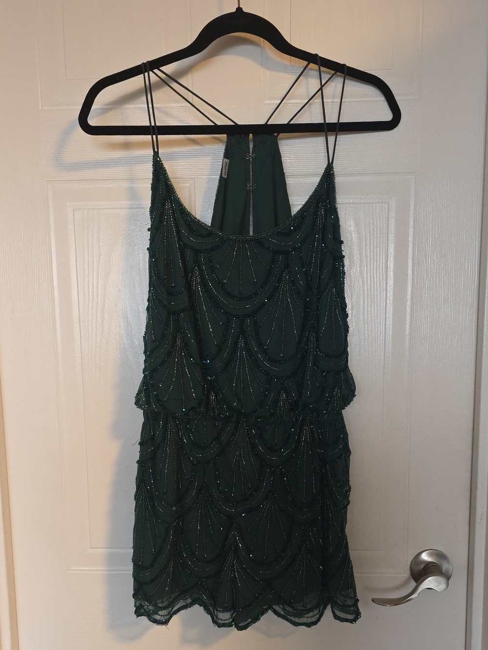 Angie Emerald Green Beaded Spaghetti Strap Dress